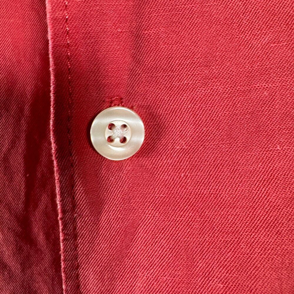 Cremieux Camp Shirt Mens Large Red Pink Loop Collar Silk Linen Short Sleeve - Picture 8 of 11